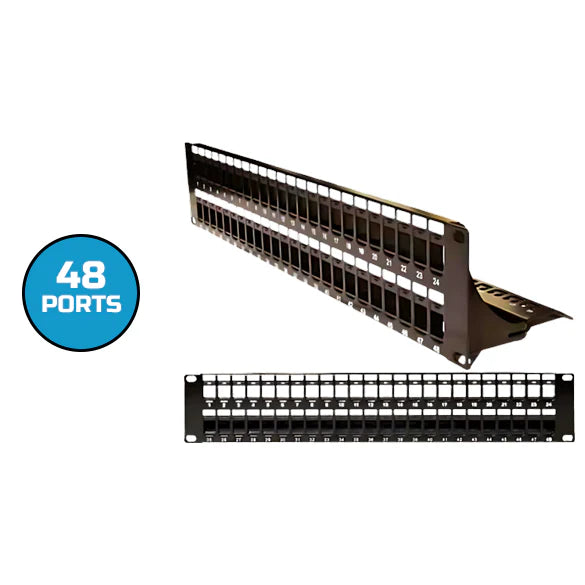 Blank Patch Panel UTP with Cable Manager 48 Port 2U Black